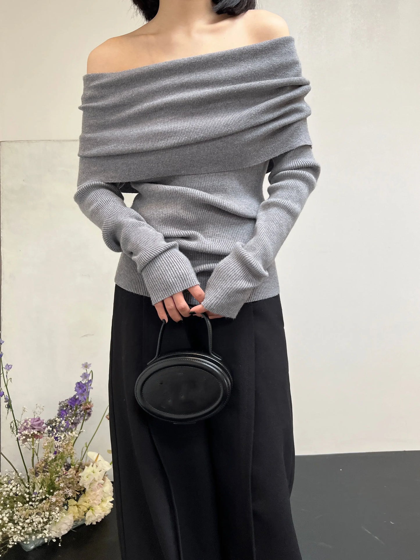 Off Shoulder Elegant Vintage Knitted Sweater