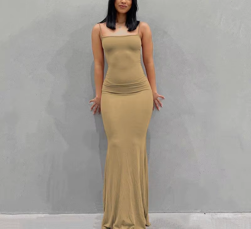 Slim Sexy Slip-On Maxi Dress