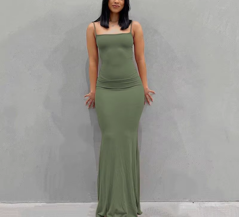Slim Sexy Slip-On Maxi Dress