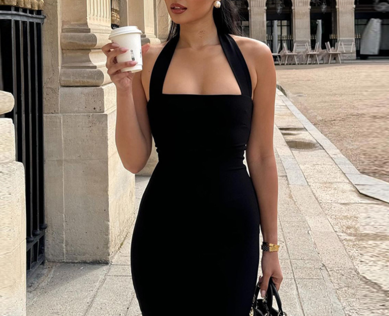 Collar Halter Backless Dress