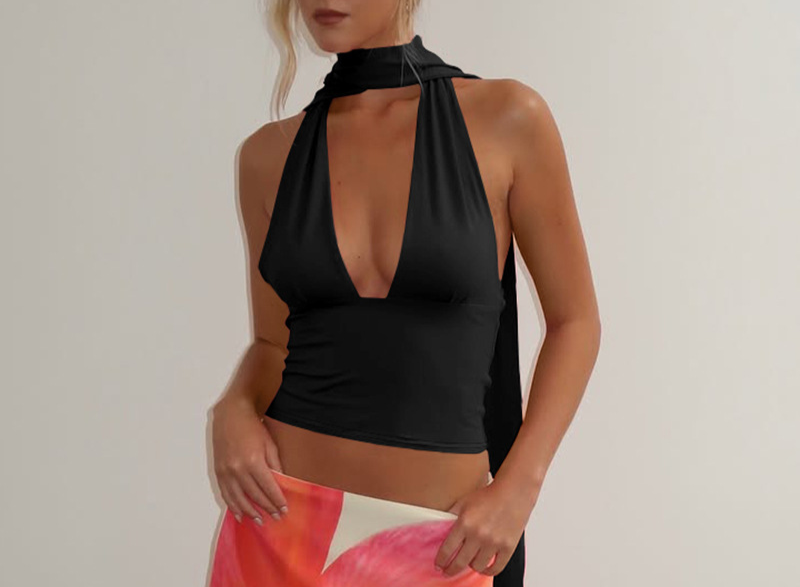 Deep V-Neck Halter Top