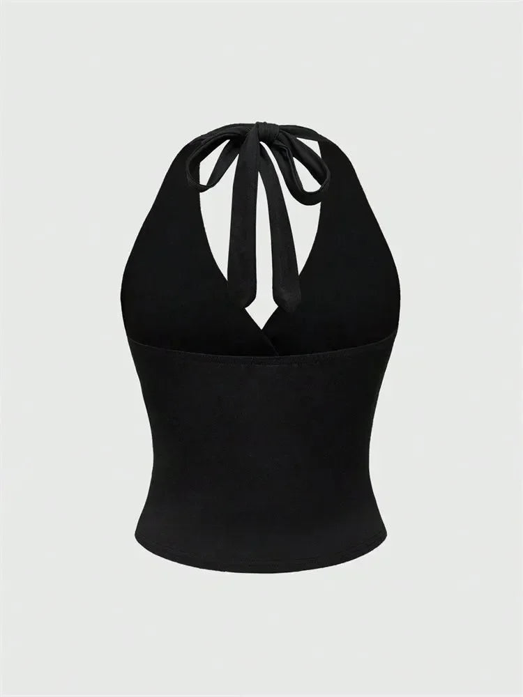 Backless Halter Crop Top