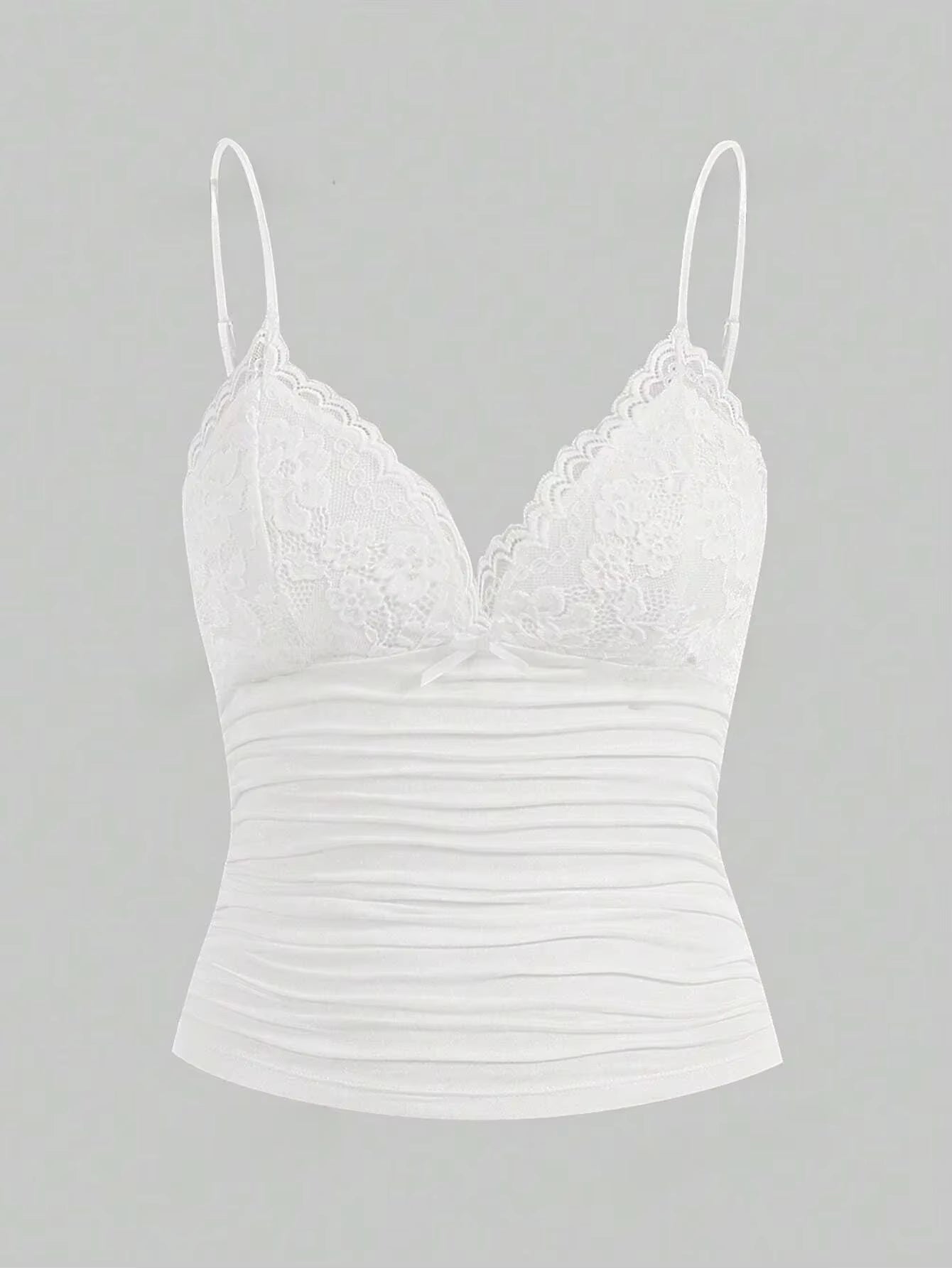 Contrast Lace Front Bow Cami Top