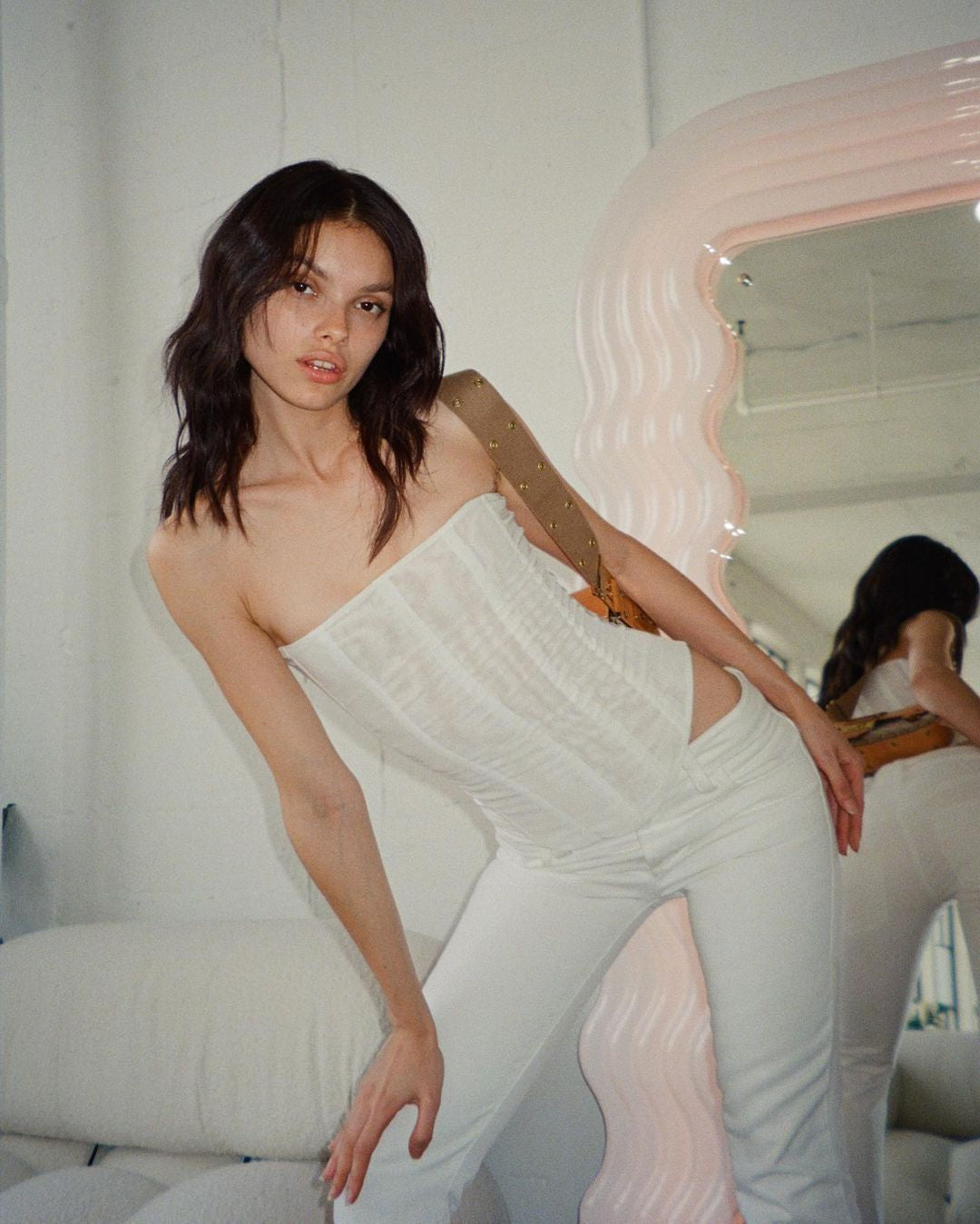 Skinny Mesh Corset Tube Top